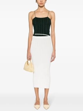 NWOT JACQUEMUS 36 White Knitted Midi Skirt with Logo Detail